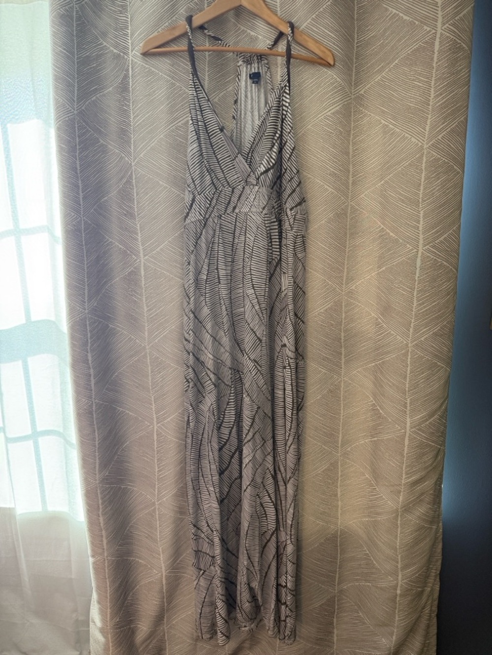 GAP Gray and White Striped Halter Maxi Dress
